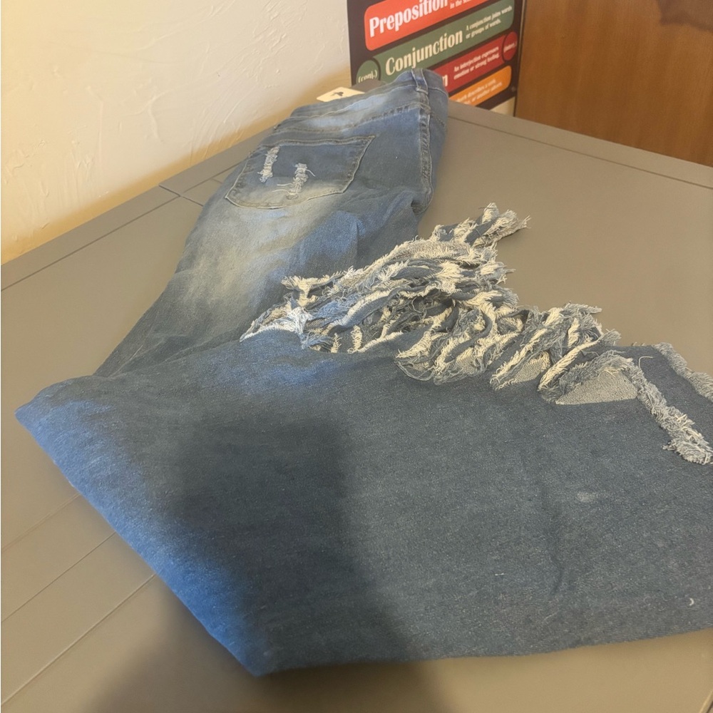 Distressed Blue Jeans